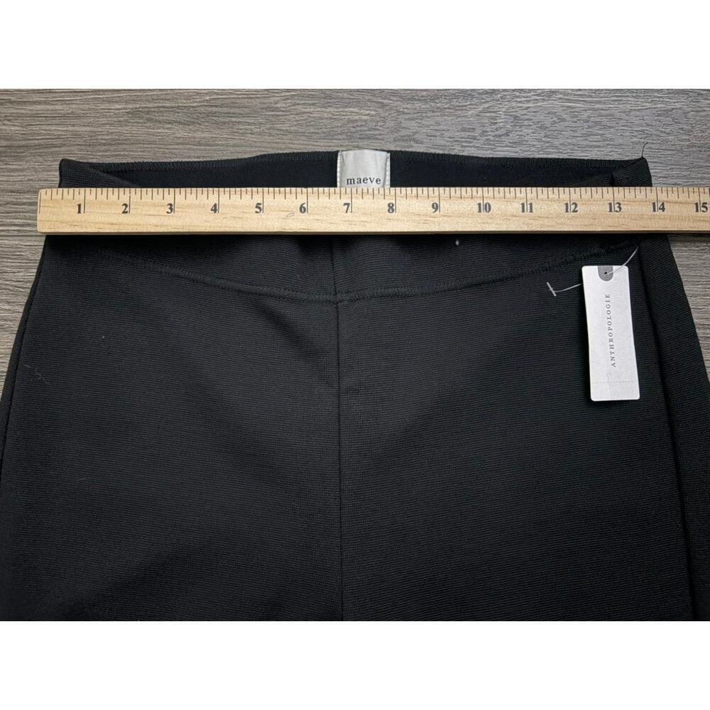Maeve Anthropologie Soft Knit Seamed Flare Pants Pull On Black ST - Picture 4 of 10